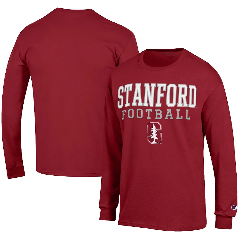 Men's Champion Cardinal Stanford Cardinal Football Stack Long Sleeve T-Shirt