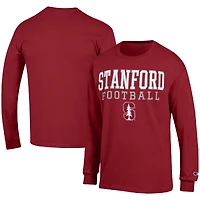 Men's Champion Cardinal Stanford Cardinal Football Stack Long Sleeve T-Shirt