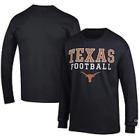 Men's Champion Black Texas Longhorns Football Stack Long Sleeve T-Shirt