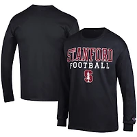Men's Champion Black Stanford Cardinal Football Stack Long Sleeve T-Shirt