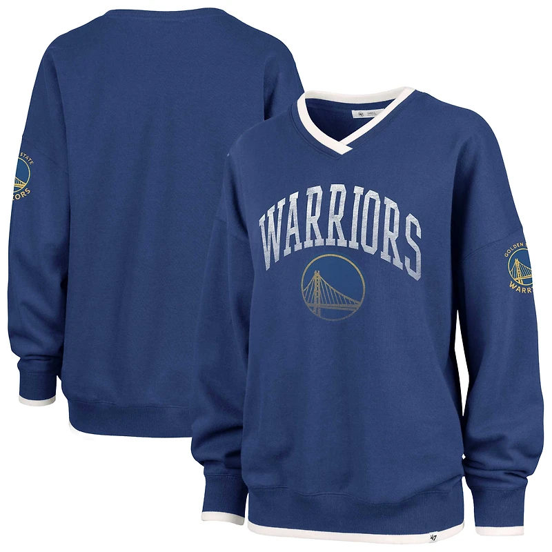 Women's '47 Blue Golden State Warriors Rise Wax Pack Daze '80s Oversize Pullover Sweatshirt