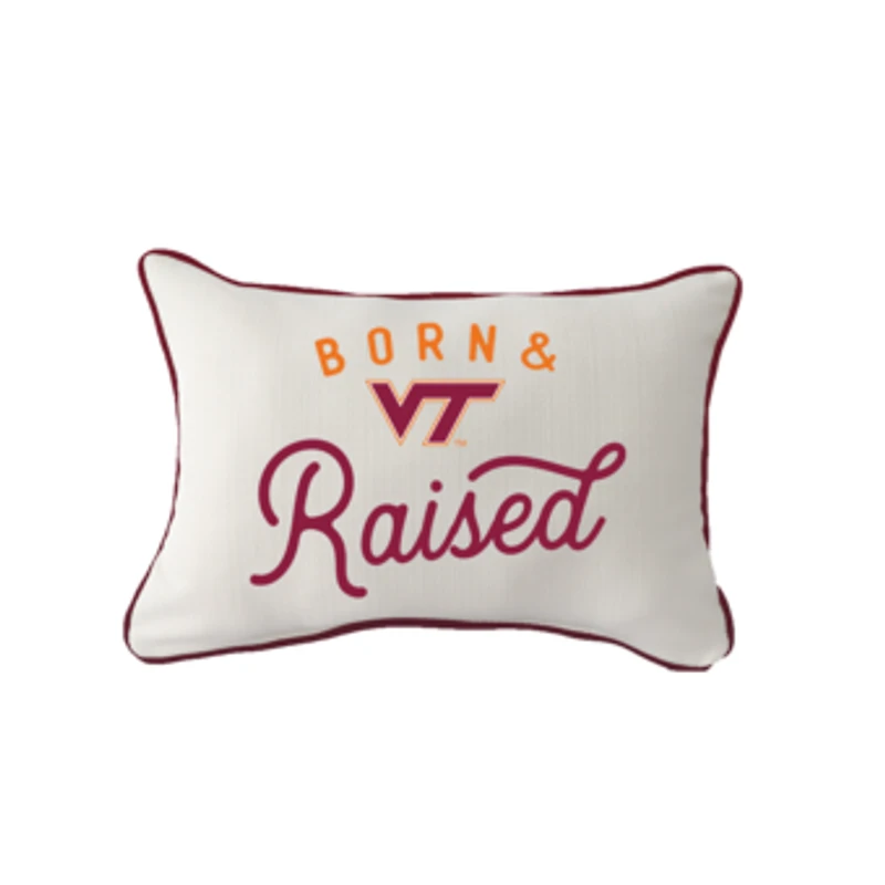 Little Birdie Virginia Tech Hokies Born & Raised Piped Pillow