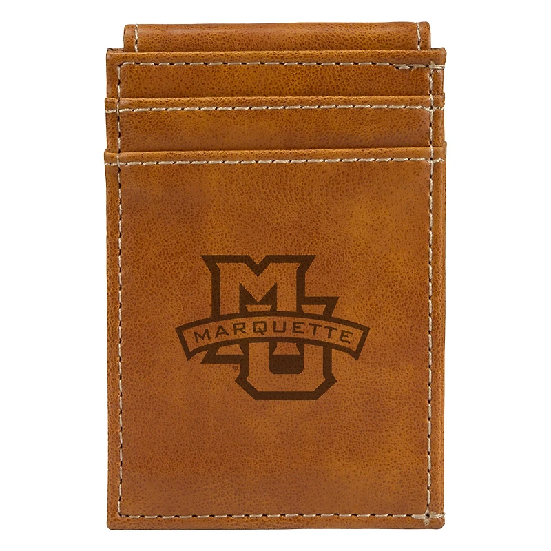 Brown Marquette Golden Eagles Front Pocket Wallet
