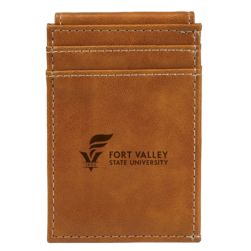 Brown Fort Valley State Wildcats Front Pocket Wallet