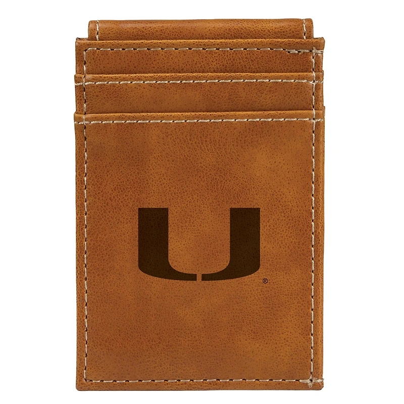 Brown Miami Hurricanes Front Pocket Wallet