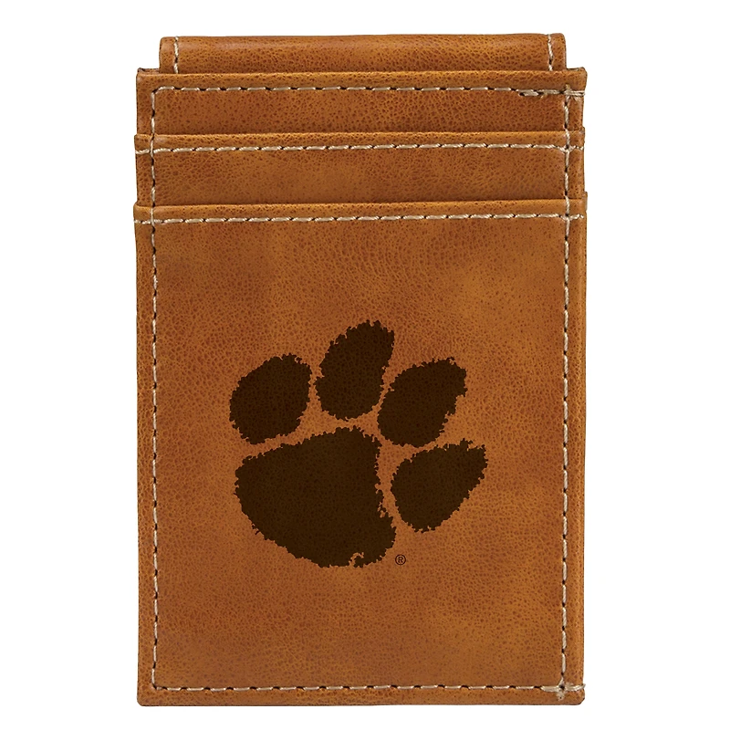 Brown Clemson Tigers Front Pocket Wallet