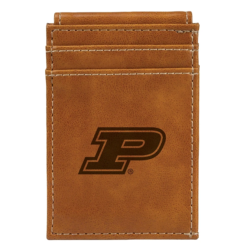 Brown Purdue Boilermakers Front Pocket Wallet