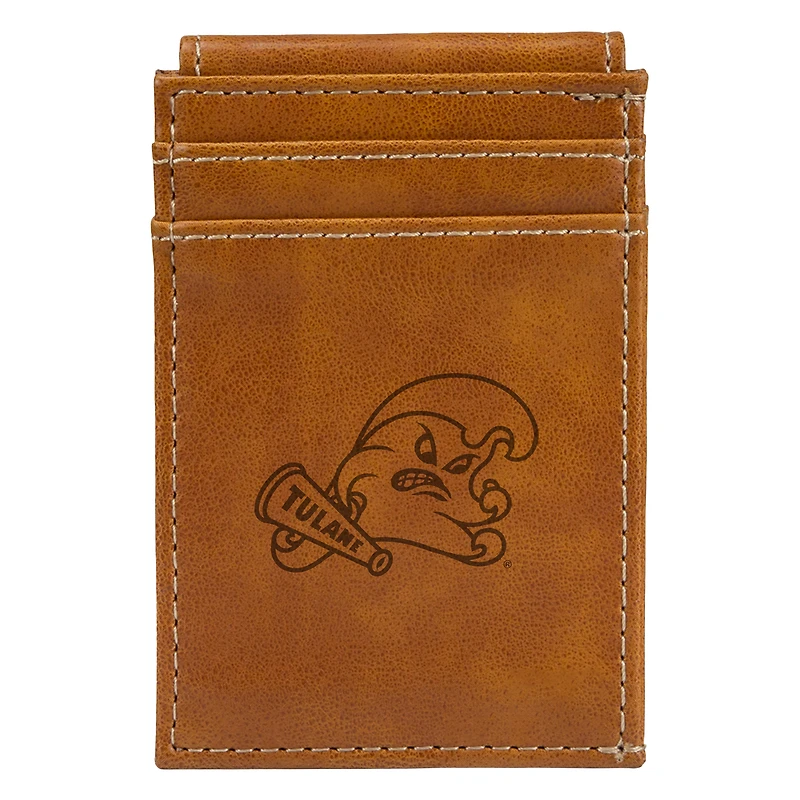 Brown Tulane Green Wave Front Pocket Wallet