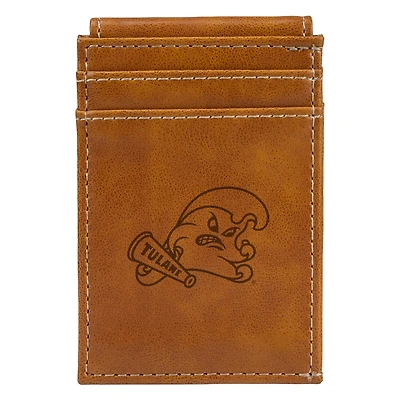 Brown Tulane Green Wave Front Pocket Wallet