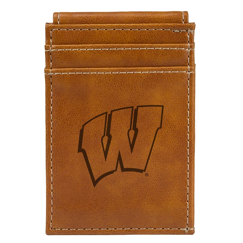 Brown Wisconsin Badgers Front Pocket Wallet