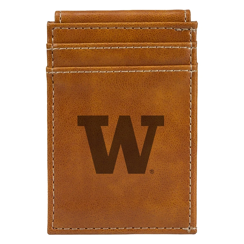 Brown Washington Huskies Front Pocket Wallet