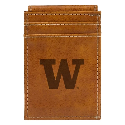 Brown Washington Huskies Front Pocket Wallet