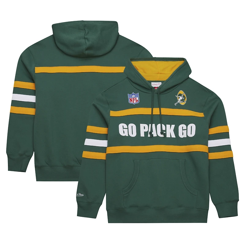Men's Green Green Bay Packers Vintage Logo Head Coach Fleece Pullover Hoodie