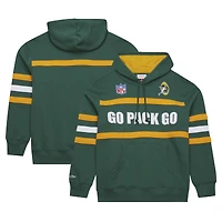 Men's  Green Green Bay Packers Vintage Logo Head Coach Fleece Pullover Hoodie