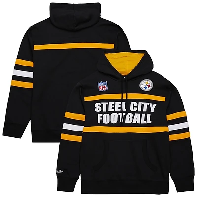 Men's  Black Pittsburgh Steelers Vintage Logo Head Coach Fleece Pullover Hoodie