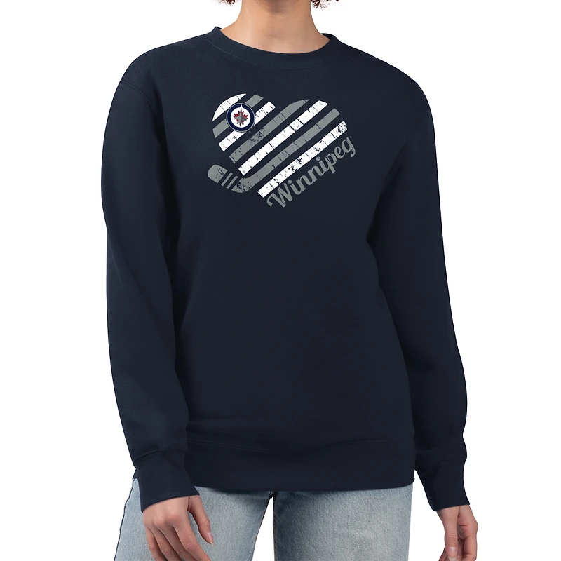 Women's G-III 4Her by Carl Banks  Navy Winnipeg Jets Heart Graphic Pullover Sweatshirt