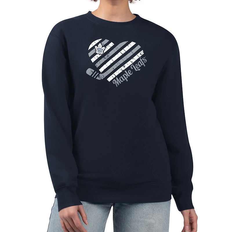 Women's G-III 4Her by Carl Banks  Navy Toronto Maple Leafs Heart Graphic Pullover Sweatshirt