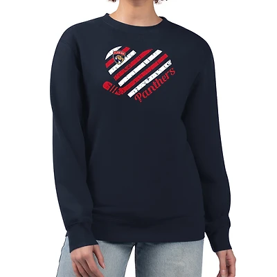Women's G-III 4Her by Carl Banks  Navy Florida Panthers Heart Graphic Pullover Sweatshirt