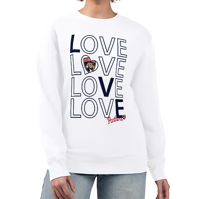 Women's G-III 4Her by Carl Banks  White Florida Panthers Lots Of Love Team Logo Graphic Pullover Sweatshirt