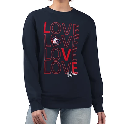 Women's G-III 4Her by Carl Banks  Navy Columbus Blue Jackets Lots Of Love Team Logo Graphic Pullover Sweatshirt