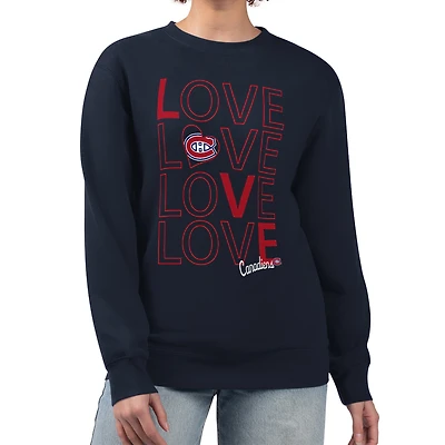 Women's G-III 4Her by Carl Banks  Navy Montreal Canadiens Lots Of Love Team Logo Graphic Pullover Sweatshirt