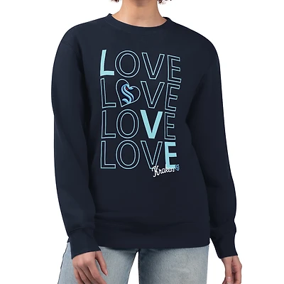 Women's G-III 4Her by Carl Banks  Deep Sea Blue Seattle Kraken Lots Of Love Team Logo Graphic Pullover Sweatshirt