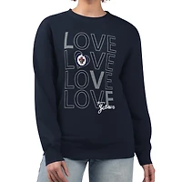Women's G-III 4Her by Carl Banks  Navy Winnipeg Jets Lots Of Love Team Logo Graphic Pullover Sweatshirt
