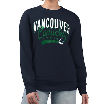 Women's G-III 4Her by Carl Banks  Navy Vancouver Canucks Filigree Team Graphic Fleece Pullover Sweatshirt