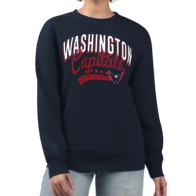 Women's G-III 4Her by Carl Banks  Navy Washington Capitals Filigree Team Graphic Fleece Pullover Sweatshirt