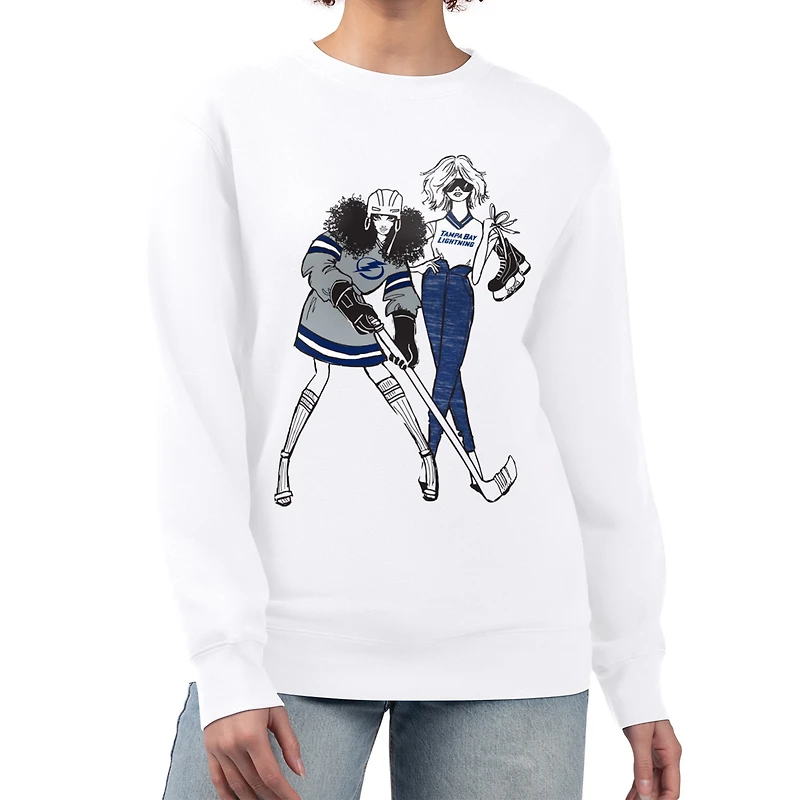 Women's G-III 4Her by Carl Banks  White Tampa Bay Lightning Hockey Girls Team Graphic Fleece Pullover Sweatshirt