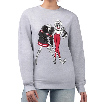 Women's G-III 4Her by Carl Banks  Heather Gray Carolina Hurricanes Hockey Girls Team Graphic Fleece Pullover Sweatshirt