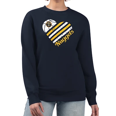 Women's G-III 4Her by Carl Banks  Navy Denver Nuggets Heart Graphic Fleece Pullover Sweatshirt