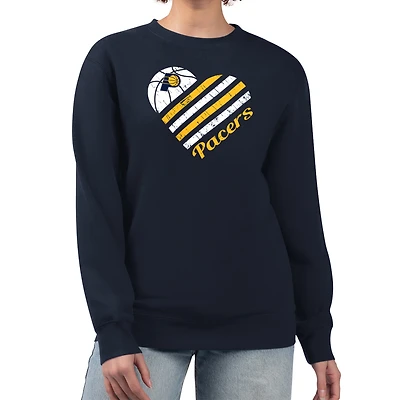 Women's G-III 4Her by Carl Banks  Navy Indiana Pacers Heart Graphic Fleece Pullover Sweatshirt