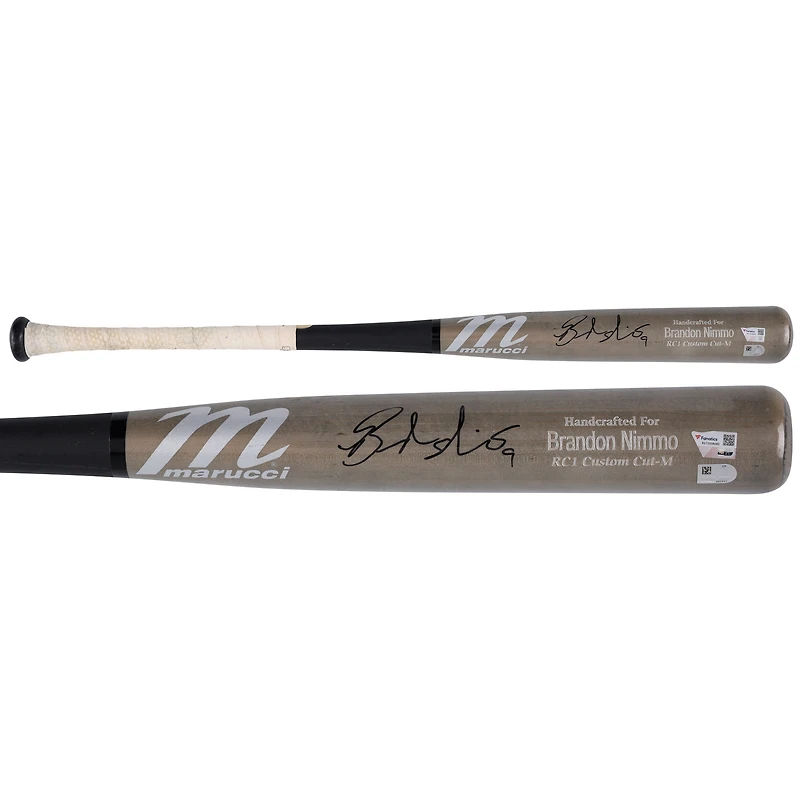 Brandon Nimmo New York Mets Autographed Game-Used Gray and Black Marucci Bat from the 2023 MLB Season - RG13308680