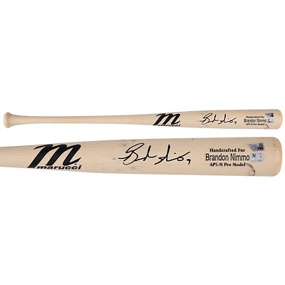 Brandon Nimmo New York Mets Autographed Game-Used Tan Marucci Bat from the 2023 MLB Season