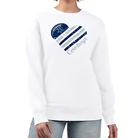 Women's G-III 4Her by Carl Banks  White Dallas Cowboys Heart Graphic Fleece Pullover Sweatshirt