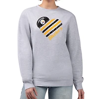 Women's G-III 4Her by Carl Banks  Heather Gray Pittsburgh Steelers Heart Graphic Fleece Pullover Sweatshirt