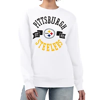 Women's G-III 4Her by Carl Banks  White Pittsburgh Steelers Large Team Graphic Fleece Pullover Sweatshirt