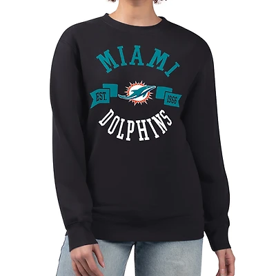Women's G-III 4Her by Carl Banks  Black Miami Dolphins Large Team Graphic Fleece Pullover Sweatshirt