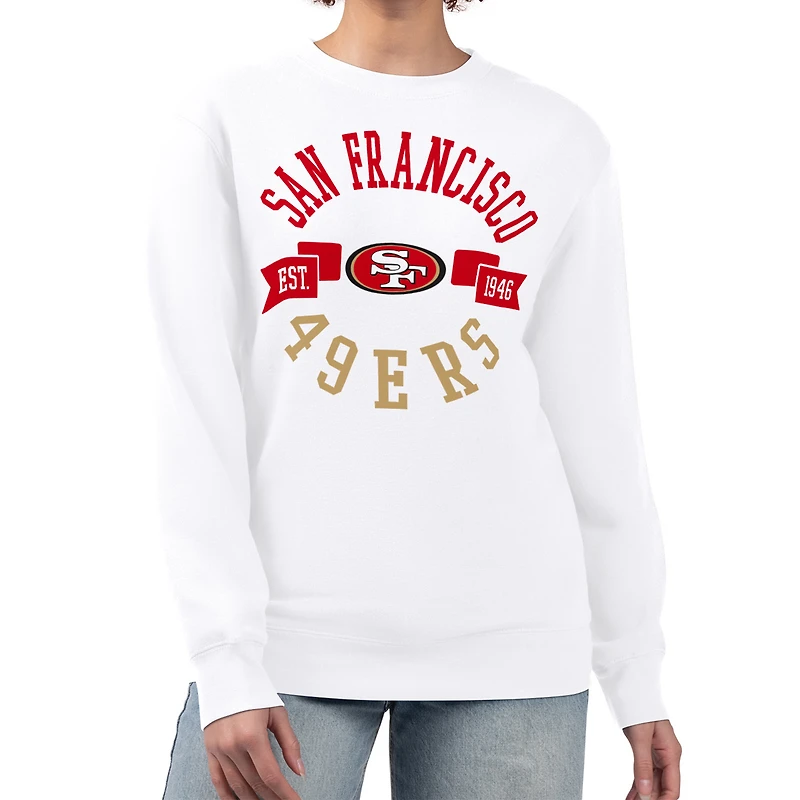 Women's G-III 4Her by Carl Banks  White San Francisco 49ers Large Team Graphic Fleece Pullover Sweatshirt