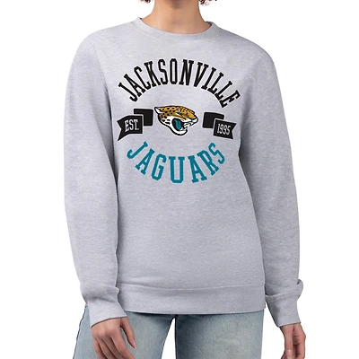 Women's G-III 4Her by Carl Banks  Heather Gray Jacksonville Jaguars Large Team Graphic Fleece Pullover Sweatshirt