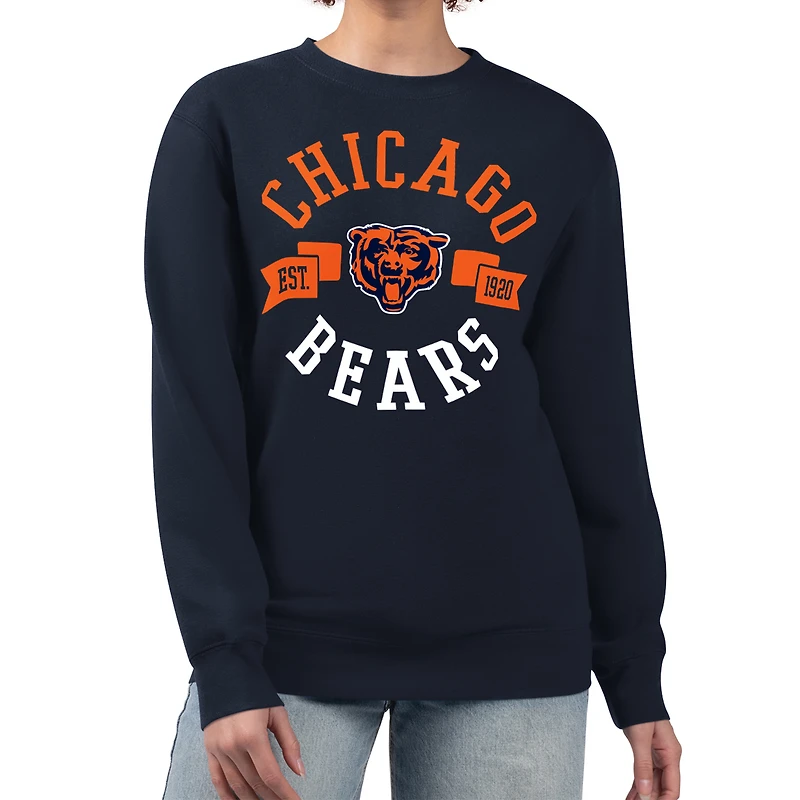 Women's G-III 4Her by Carl Banks  Navy Chicago Bears Large Team Graphic Fleece Pullover Sweatshirt