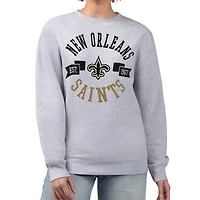 Women's G-III 4Her by Carl Banks  Heather Gray New Orleans Saints Large Team Graphic Fleece Pullover Sweatshirt