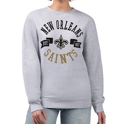 Women's G-III 4Her by Carl Banks  Heather Gray New Orleans Saints Large Team Graphic Fleece Pullover Sweatshirt