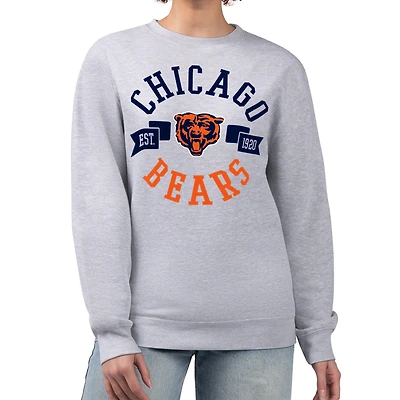 Women's G-III 4Her by Carl Banks  Heather Gray Chicago Bears Large Team Graphic Fleece Pullover Sweatshirt