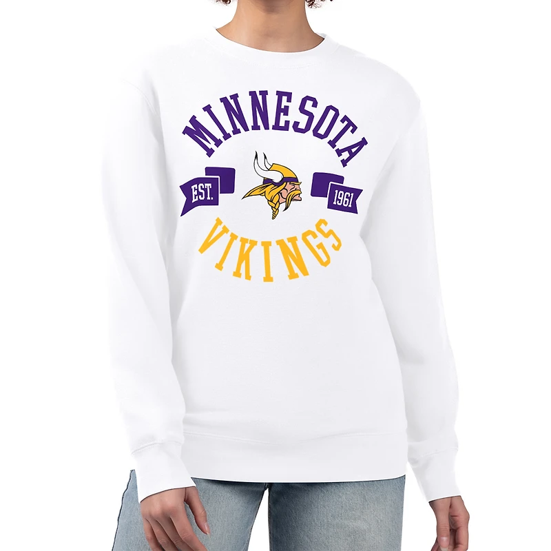 Women's G-III 4Her by Carl Banks  White Minnesota Vikings Large Team Graphic Fleece Pullover Sweatshirt