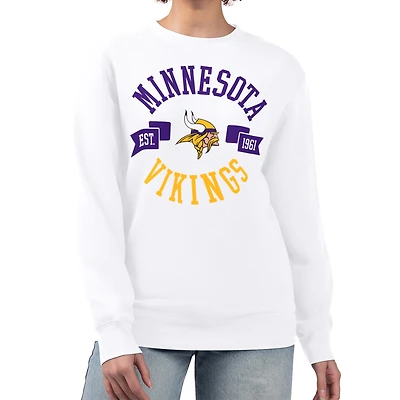 Women's G-III 4Her by Carl Banks  White Minnesota Vikings Large Team Graphic Fleece Pullover Sweatshirt
