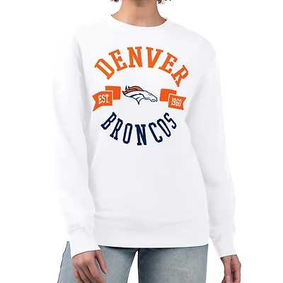 Women's G-III 4Her by Carl Banks  White Denver Broncos Large Team Graphic Fleece Pullover Sweatshirt