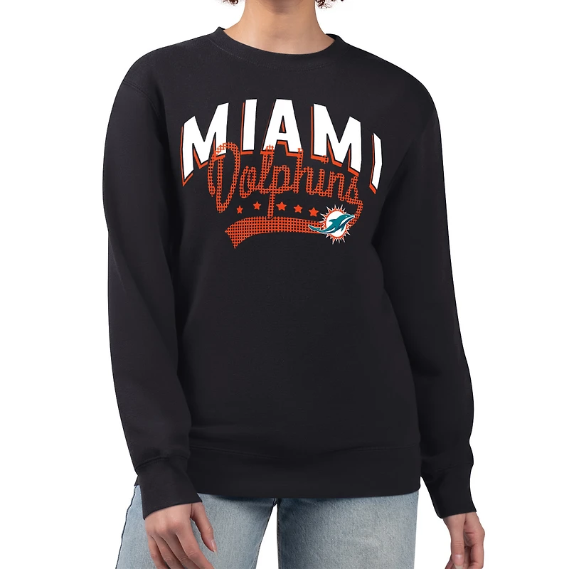Women's G-III 4Her by Carl Banks  Black Miami Dolphins Filigree Logo Graphic Fleece Pullover Sweatshirt