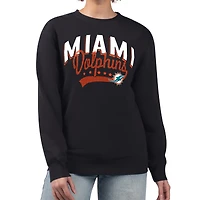 Women's G-III 4Her by Carl Banks  Black Miami Dolphins Filigree Logo Graphic Fleece Pullover Sweatshirt